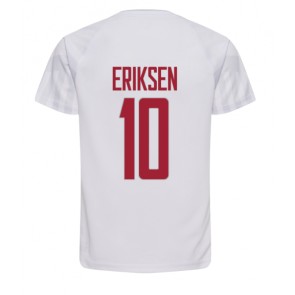 Dania Christian Eriksen #10 Koszulka Wyjazdowych MŚ 2022 Krótki Rękaw